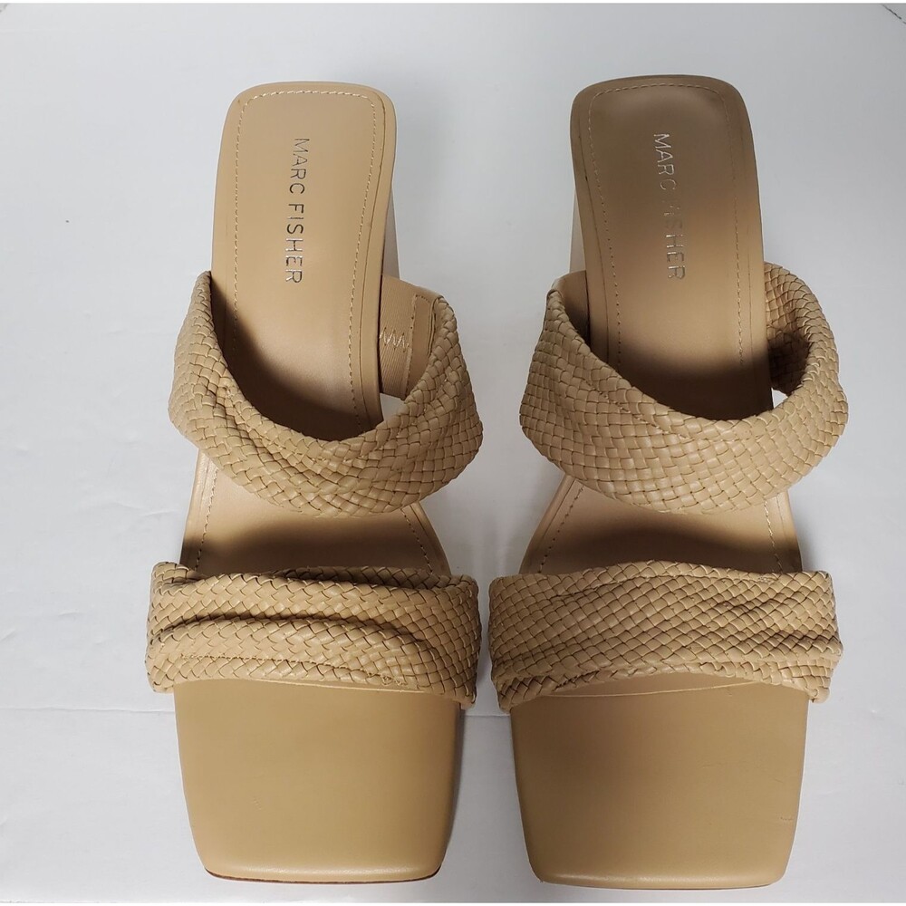 Marc Fisher Eloria Slip-on Woven Double Strap Block Heel Sandals Wm Size 9